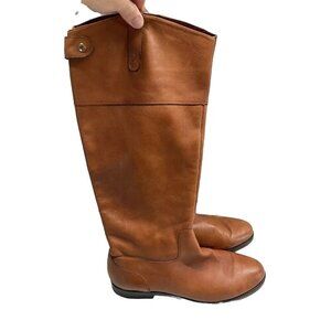 RALPH LAUREN Womens Size 9.5 B Brown‎ Leather Zip Fashion Knee High Boots